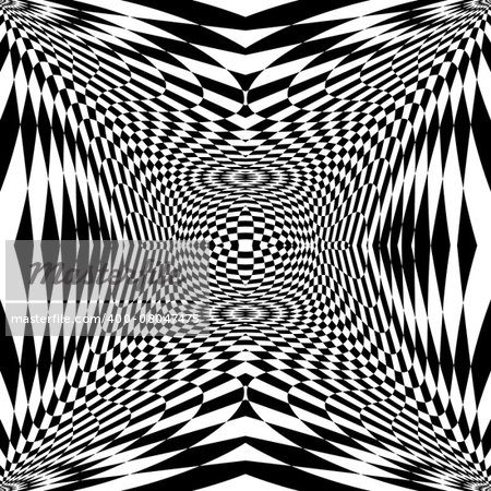 Design monochrome movement illusion checkered background. Abstract distortion backdrop. Vector-art illustration
