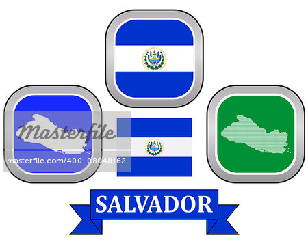 map button and flag of map Salvador symbol on a white background