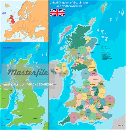 Map of the United Kingdom of Great Britain and Northern Ireland