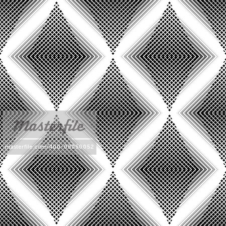 Design seamless monochrome diamond geometric pattern. Abstract grid textured background. Vector art. No gradient