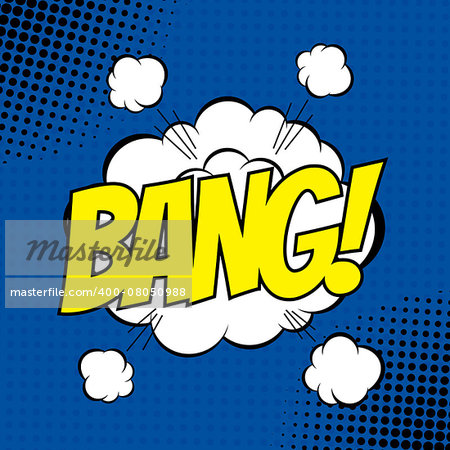 BANG. Vector poster comic strip style with halftone effect.