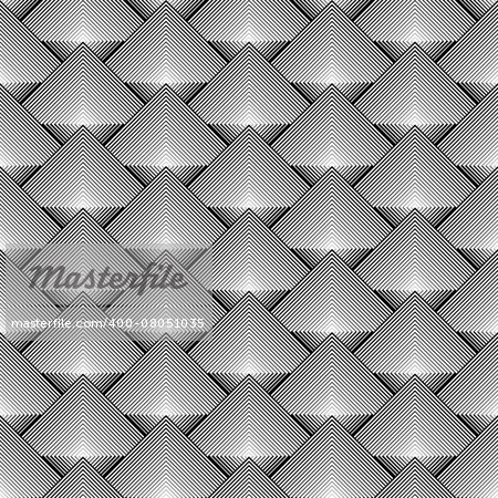 Design seamless monochrome diamond geometric pattern. Abstract striped textured background. Vector art. No gradient