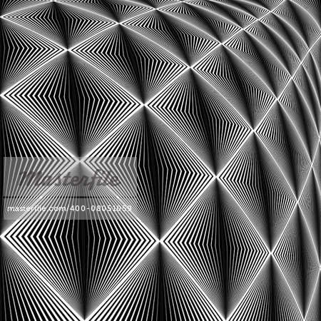 Design diamond convex texture. Abstract geometric monochrome perspective background. Vector art. No gradient