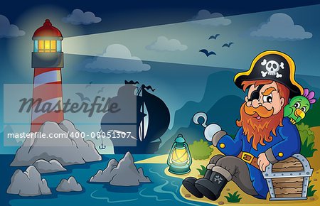 Lighthouse with pirate theme 5 - eps10 vector illustration.