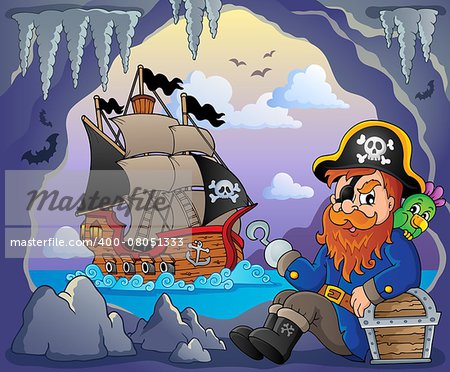 Sitting pirate theme image 5 - eps10 vector illustration.