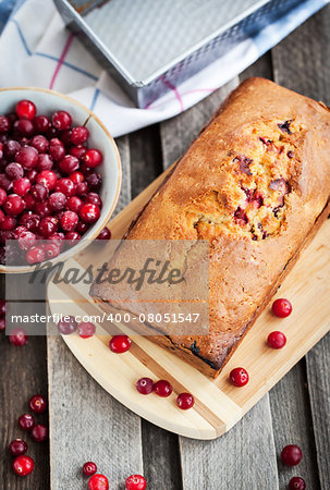 Delicious fresh homemade cranberry loaf cake