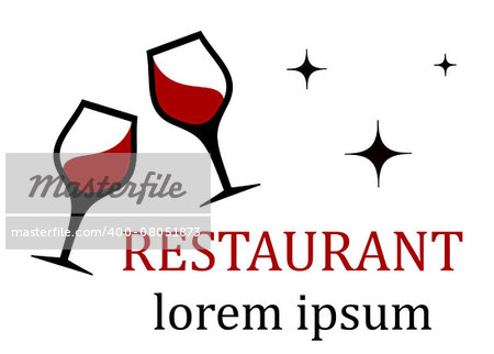 restaurant icon with clink wine glasses silhouette