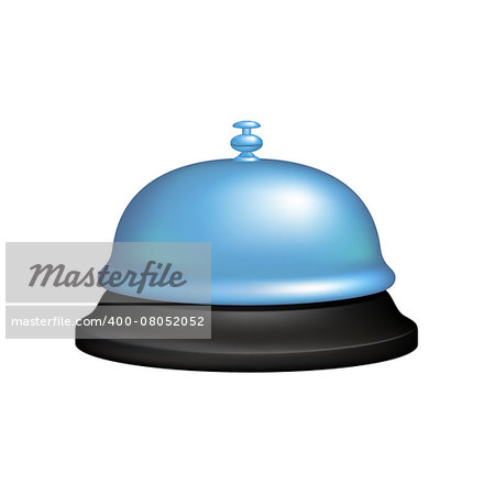 Service bell in black and blue design on white background