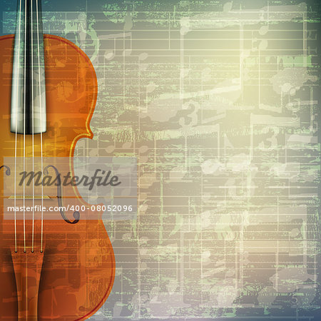 abstract grunge green cracked music symbols vintage background with violin