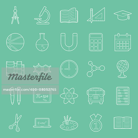 Education and school thin lines icons set vector graphic illustration