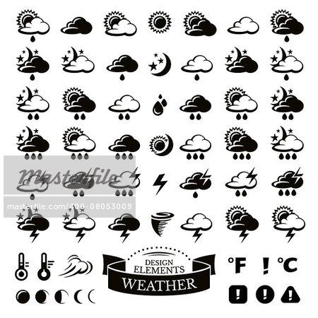 Collection of different weather icons vector illustration