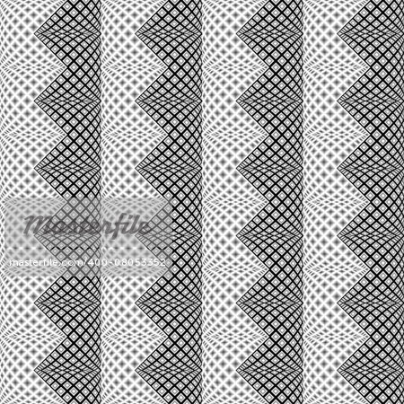 Design seamless monochrome vertical zigzag pattern. Abstract convex textured background. Vector art. No gradient