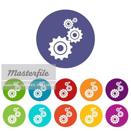 Mechanism web flat icon in different colors. Vector Illustration