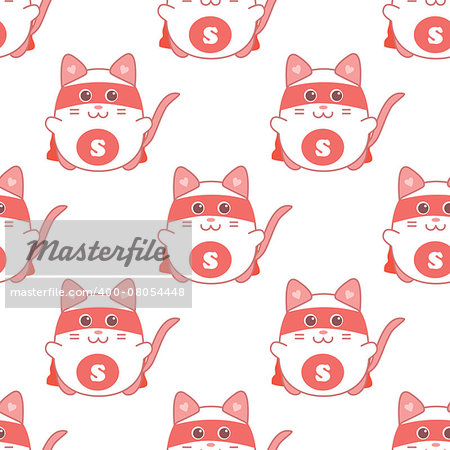 Cute seamless pattern with cat superman, stcok vector illustration