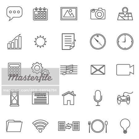 Application line icons on white background, stock vector