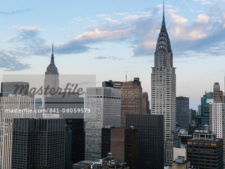 Manhattan skyscrapers including the Empire State Building and Chrysler Building, Manhattan, New York City, New York, United States of America, North America