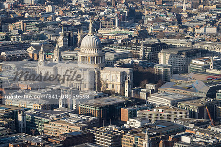 Elevated view of St. Paul's Cathedral and surrounding buildings, London, England, United Kingdom, Europe Elevated view of St. Paul's Cathedral and surrounding buildings, London, England, United Kingdom, Europe