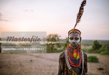 Portrait of Kanke, Kara Tribe, Korcho Village, Omo Valley, Ethiopia, Africa