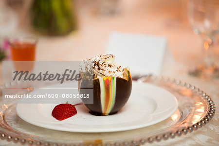 Ice Cream in Chocolate Cup topped with Whipped Cream at Wedding