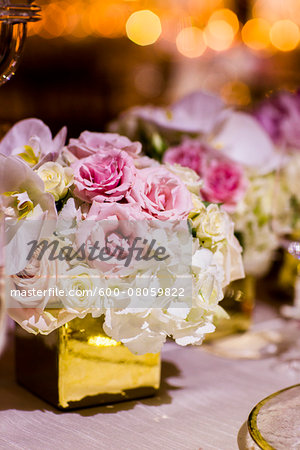 Close-up of Bouquet Centerpieces at Wedding