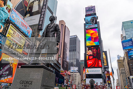 George M Cohan statue, Times Square, Theatre District, Midtown, Manhattan, New York City, New York, United States of America, North America