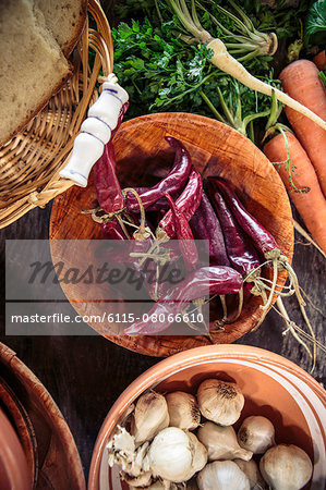 Variety of fresh ingredients and vegetables