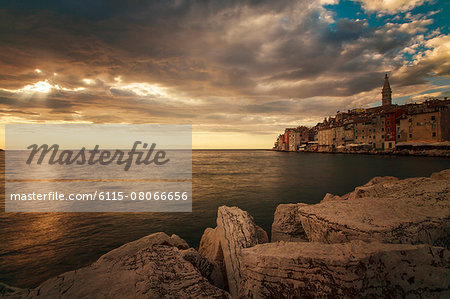 City on the Mediterranean with dramatic sky, Rovinj, Istria, Croatia