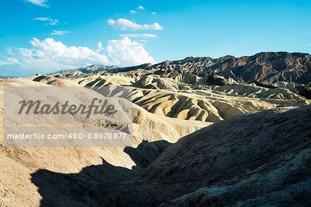 View of Zabriskie Point at the desert of Death Valley