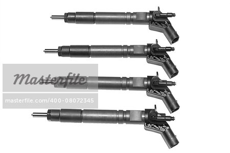Engine fuel injector on a white background