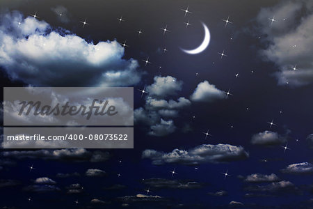 backgrounds night sky with stars and moon and beautiful clouds