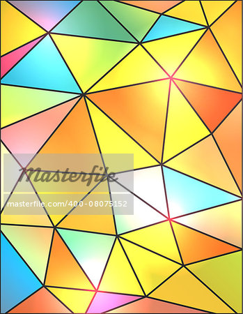 A colorful background illustration of abstract triangles in blue, pink, orange, yellow, turquoise, purple, green and red. Vector EPS 10 available. EPS file contains transparencies.