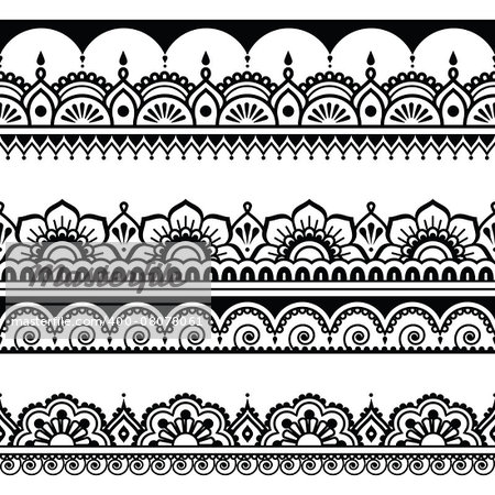 vector long black ornament - orient traditional style on white