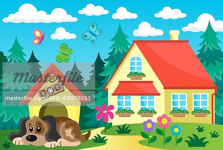House with dog theme 1 - eps10 vector illustration.