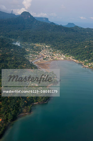 Aerial view of the UNESCO Biosphere Reserve, Principe, Sao Tome and Principe, Atlantic Ocean, Africa