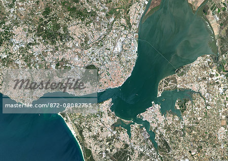 Colour satellite image of Lisbon, Portugal. Image taken on July 9, 2014 with Landsat 8 data.