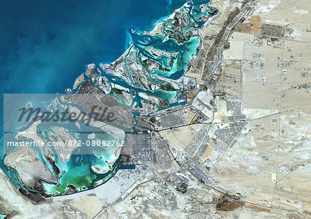 Colour satellite image of Abu Dhabi, United Arab Emirates. Image taken on December 16, 2013 with Landsat 8 data.