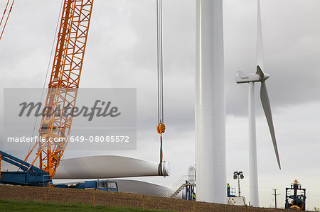 Wind turbine being erected