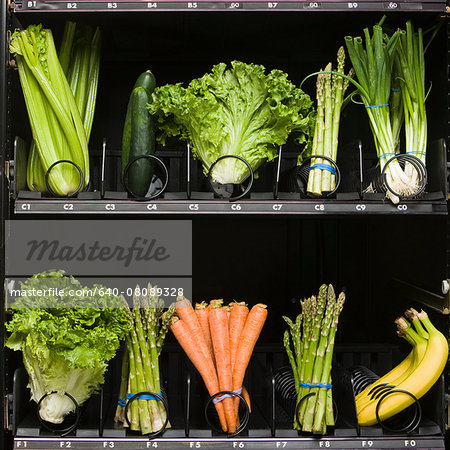 fruit and vegetables in a vending machine