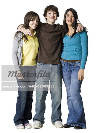 two teenage girls and a boy