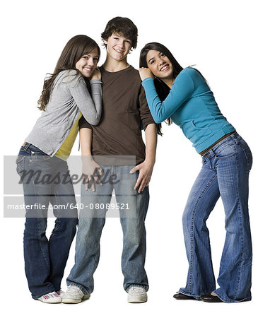 two teenage girls and a boy