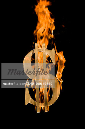 currency symbol on fire