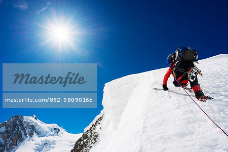 Europe, France, Haute Savoie, Rhone Alps, Chamonix Valley, Gouter north ridge on Mont Blanc (MR)