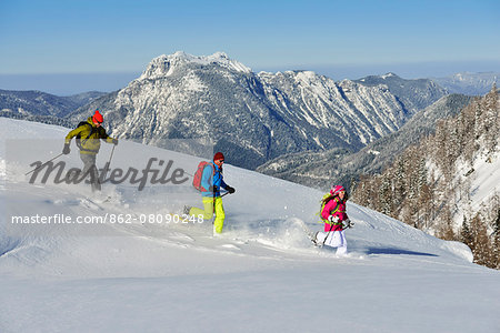 Snowshoeing on the  Fellhorn, Reit im Winkl, Bayern, Germany, MR