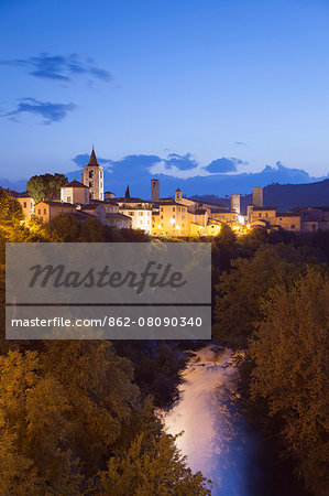 View of Ascoli Piceno at dusk, Le Marche, Italy