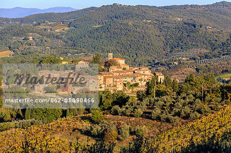 Italy, Italia. Tuscany, Toscana. Firenze district. Chianti. Montefioralle. Village near Greve in Chianti.