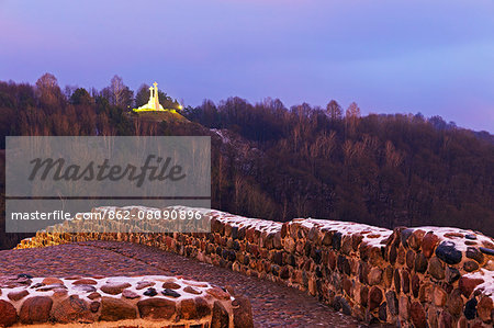 Europe, Baltic states, Lithuania, Vilnius, Three Crosses Hill from Castle Hill, Unesco