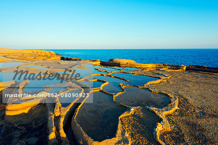 Mediterranean Europe, Malta, Gozo Island, salt pans at Xwejni Bay