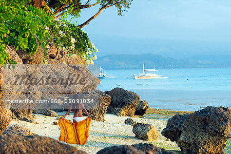 South East Asia, Philippines, The Visayas, Cebu, Moalboal, a girl on Panagsama Beach (MR)