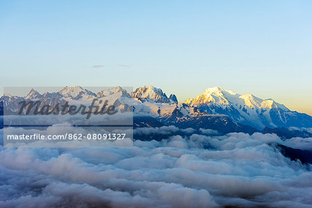 Europe, Switzerland, Swiss Alps, Valais, Martigny, view to Mont Blanc (4810m) in France