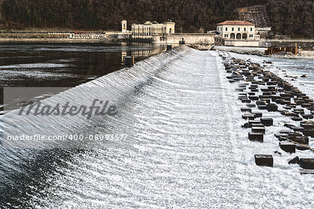 Dam of Panperduto on the Ticino River, Lombardy - Italy